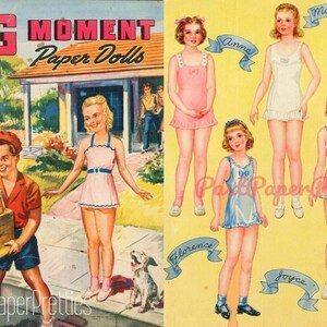 vintage Paper Dolls Big Moment v. 1943 Fête d'anniversaire de jeunes filles PDF imprimable Téléchargement numérique instantané Jolies amies d'école Clip Art