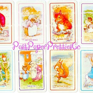 Vintage Retro Peter Rabbit Rummy speelkaart afbeeldingen collage vellen afdrukbare pdf Instant digitale download schattige bos dieren clipart