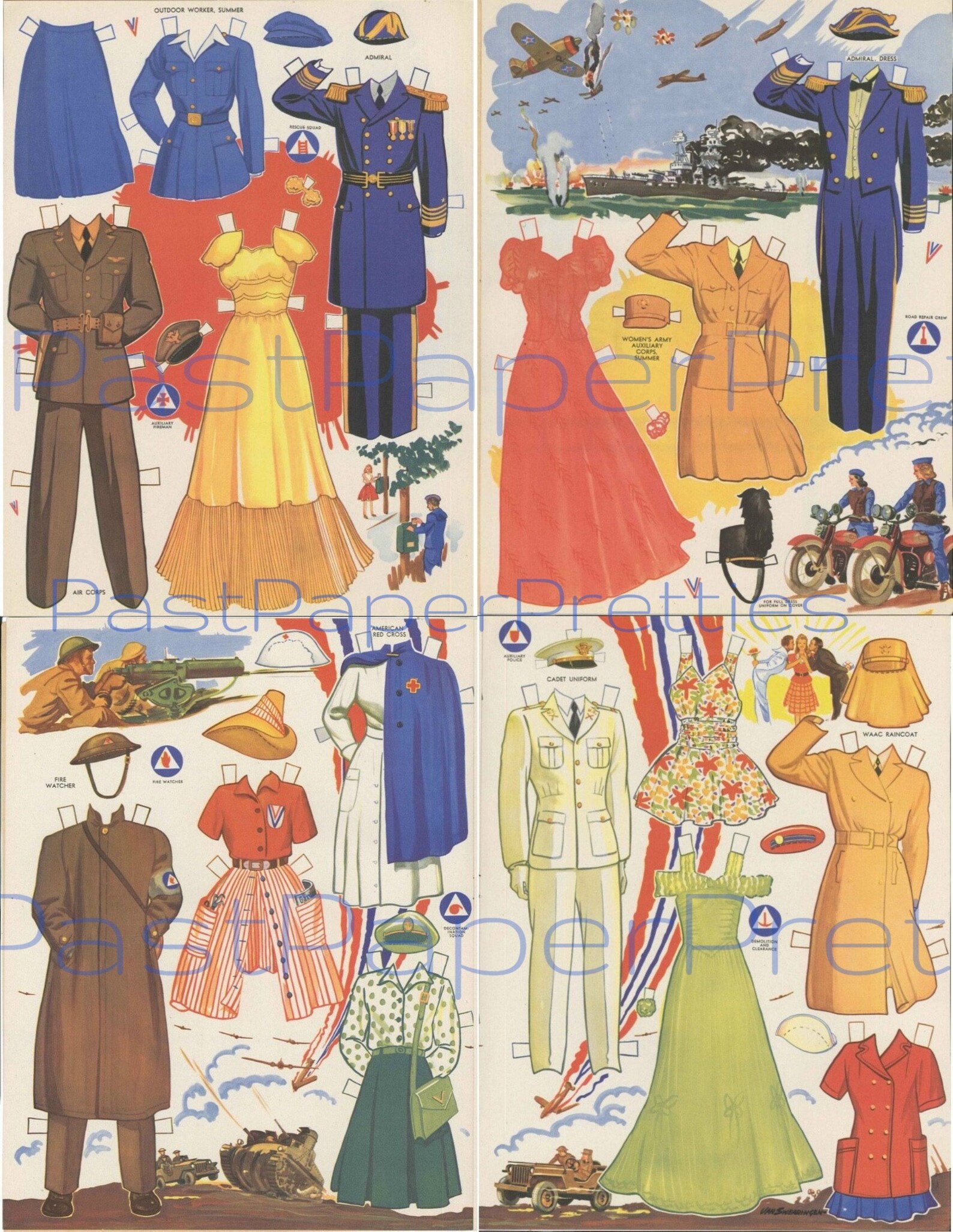 Vintage Victory Paper Dolls WWII Soldiers Sailors Red Cross Etsy