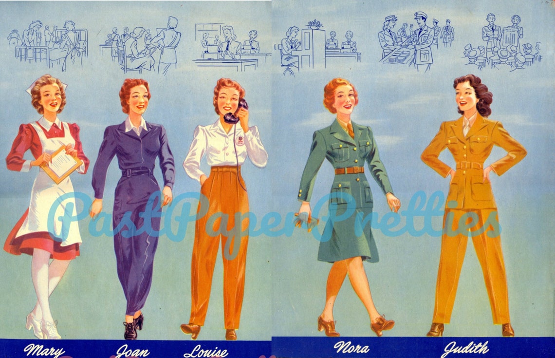 Vintage Paper Dolls Girls in the War Turnabout Doll Book C. Etsy