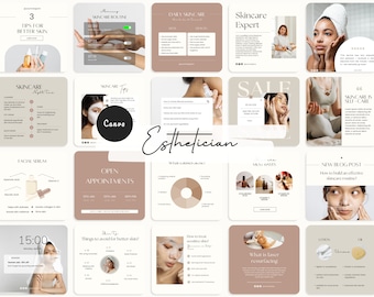 Esthetician Instagram Post Templates: Skincare Social Media (Canva)