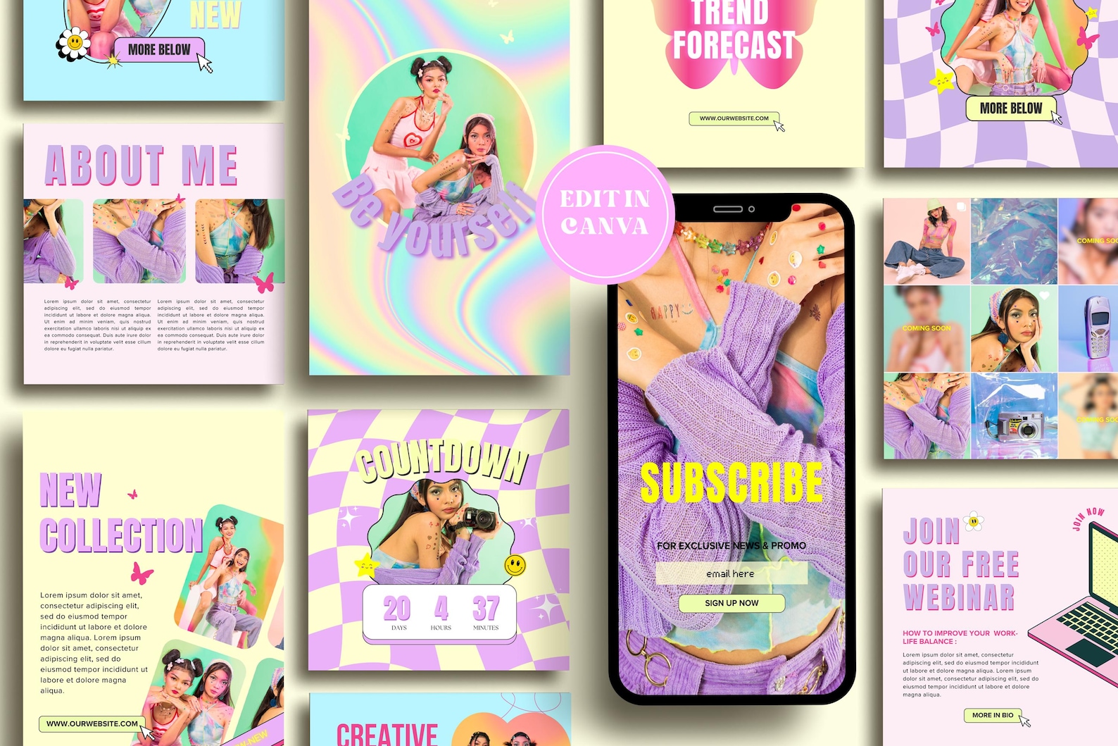 Y2K Instagram Templates: Retro Social Media Content (canva) - Etsy