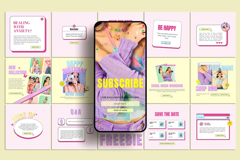 Y2K Instagram Templates: Retro Social Media Content (canva) - Etsy