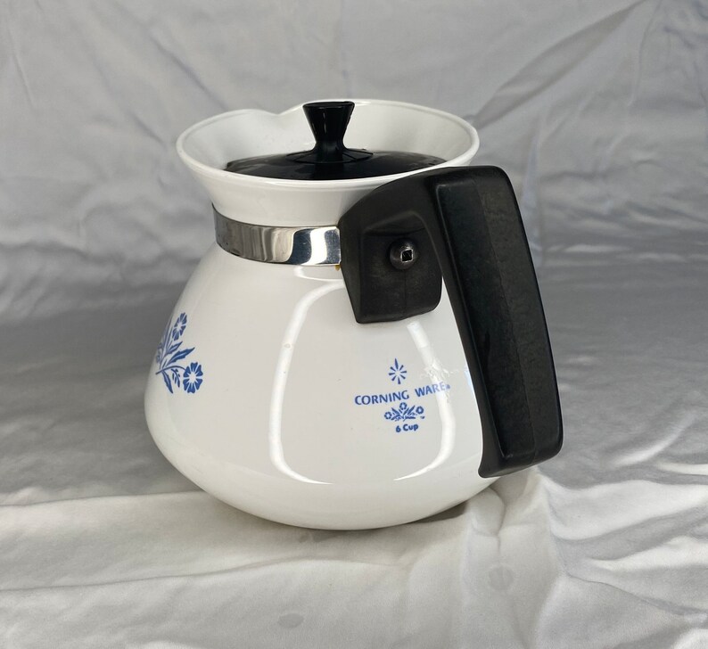 Vintage Corning Ware Coffee Pot Blue Cornflower 6 Cups Etsy