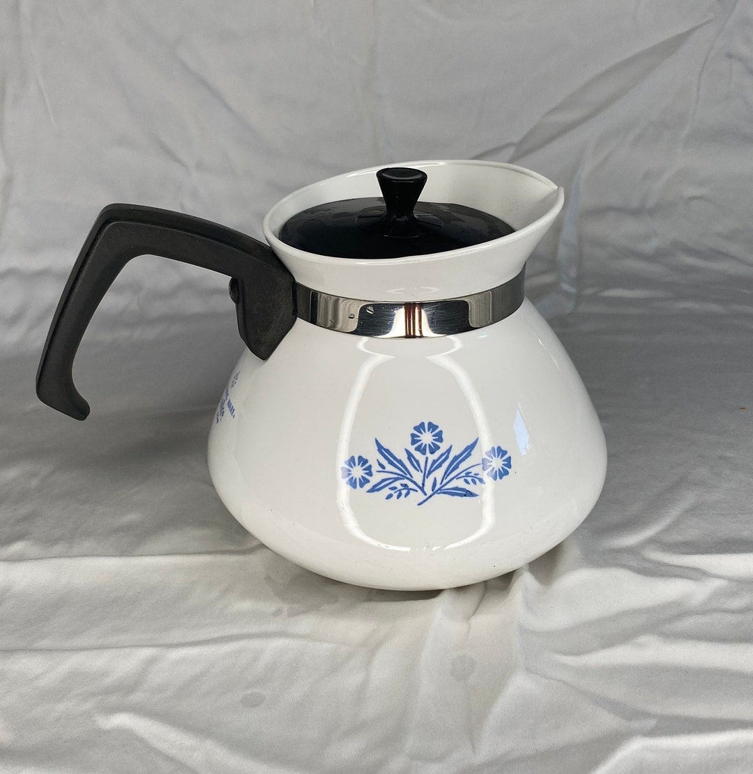 Vintage Corning Ware Coffee Pot Blue Cornflower 6 Cups Etsy
