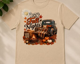 PNG Cozy Fall Nights, old truck (Digital Download)