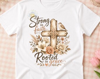 PNG Strong in Faith Rooted in Grace, Religious (Digital Download)