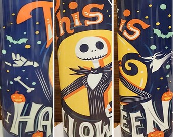 Halloween Fall Christmas Jack 20oz Skinny Tumbler Stainless Steel Hand Wash Only