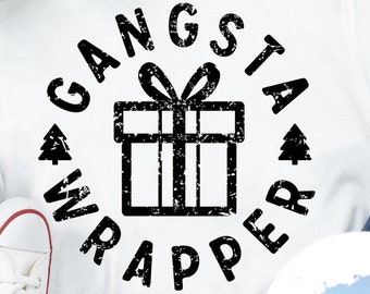 Gangsta Wrapper Tee - Choose Size/Color Holiday, Christmas, Xmas, Season, Winter, Present, Gift, Paper, Pun, Rap