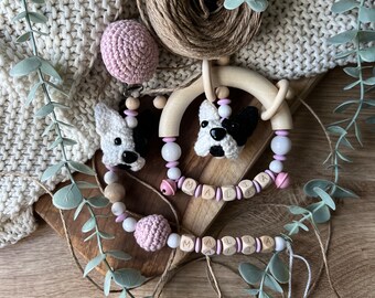 Anillo de agarre - cadena de chupete - sonajero de mano personalizado