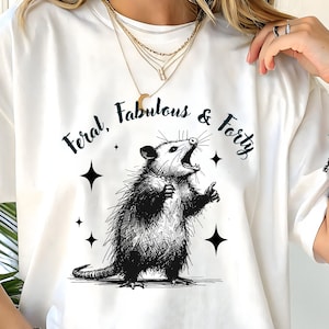 40th Birthday T-Shirt, 1985 Woman, Feral Fabulous and Forty, Funny fortieth birthday gift, Funny Opossum Shirt, Turning 40 Party Shirt