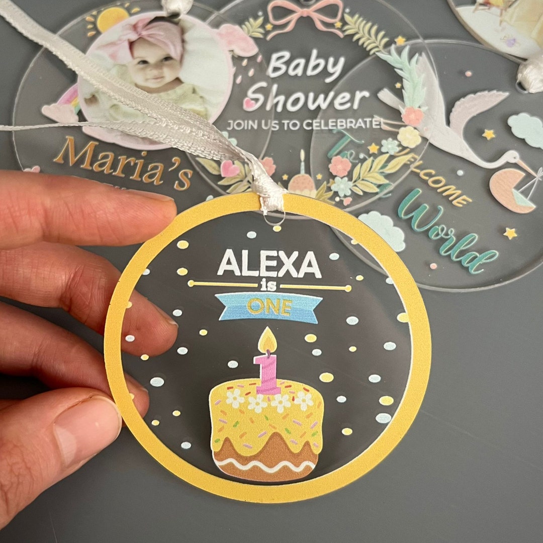 Baby Shower Ornaments, Personalized Acrylic Baby Shower Ornament, New Babies Custom Party Favor