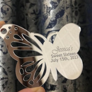 Butterfly Mirror Magnets, Personalized Party Favor, Baby Shower Favors, Gold Silver Butterfly Acrylic Mirror, Bulk Wedding Favor for Guest