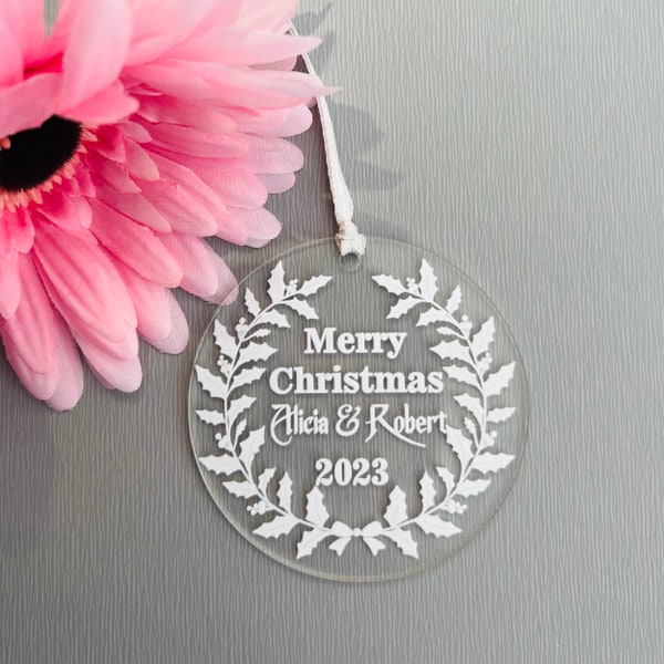 Personalized Christmas Ornaments , Merry Christmas Wedding Decorations, Christmas Thank You Favor, Bulk Christmas Ornaments for Tree Home