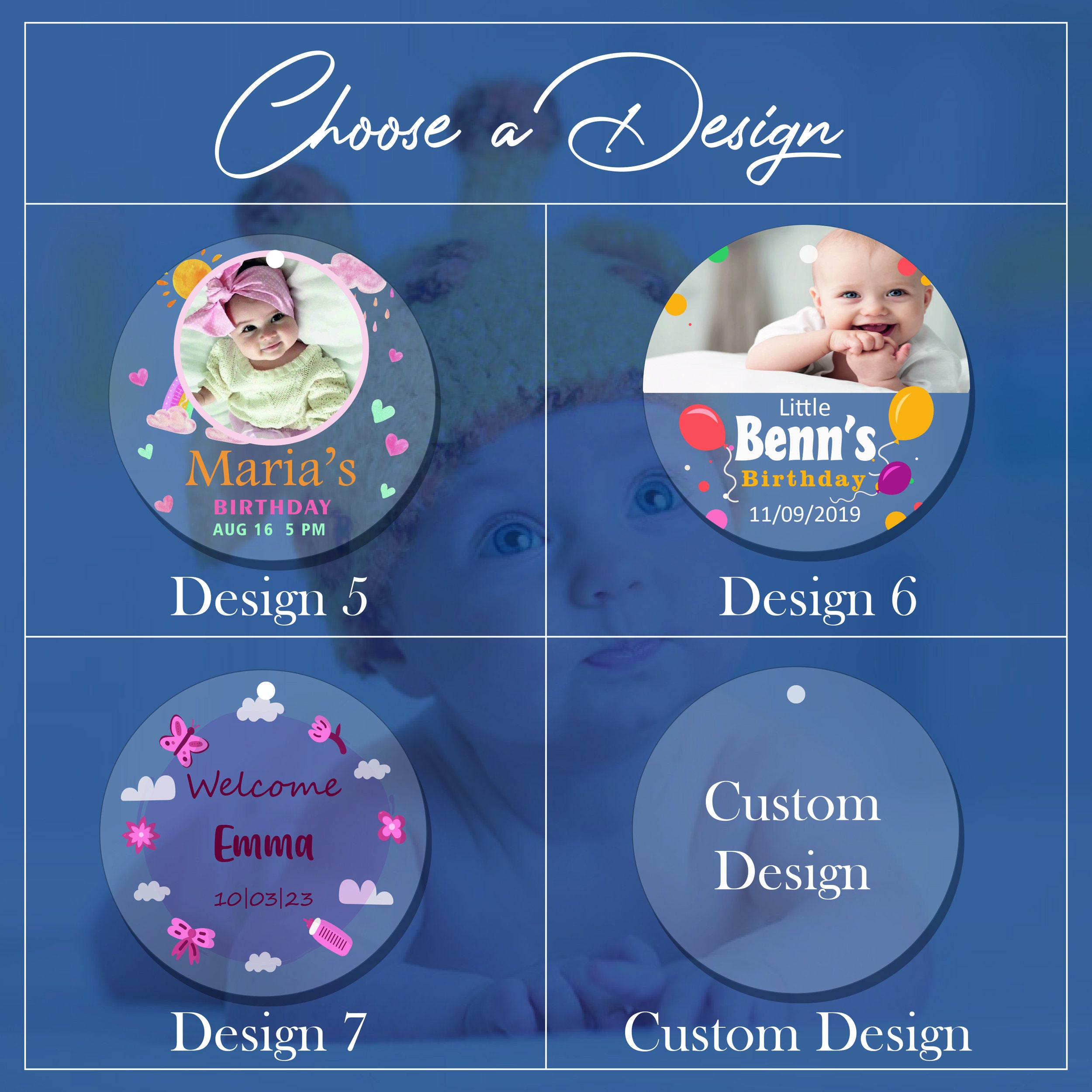 Baby Shower Ornaments, Personalized Acrylic Baby Shower Ornament, New Babies Custom Party Favor