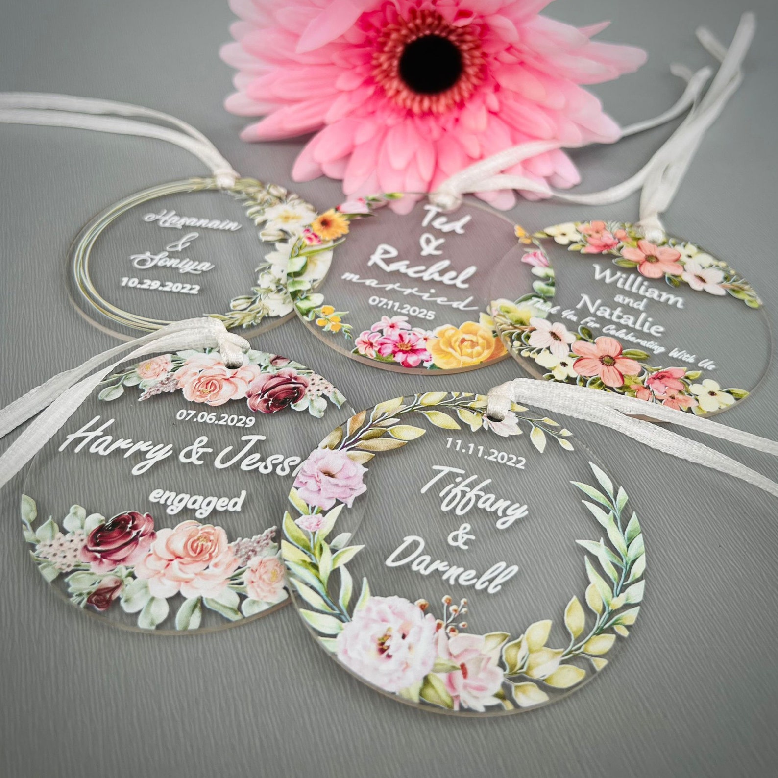 Personalized Couple Ornaments, Wedding Party Favor, Destination Wedding