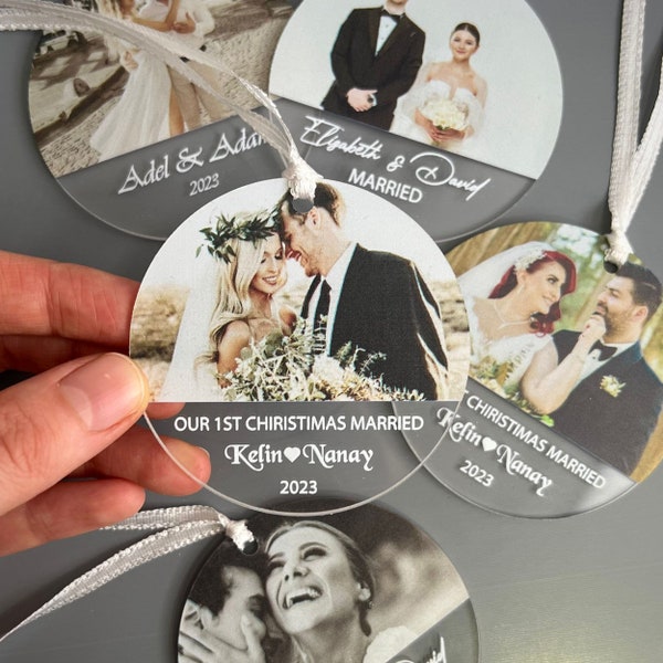 Bulk Wedding Ornament Favor with Photo, Wedding Ornament Gift for Couple, Personalized Ornament for Guest, Bridal Shower Favor