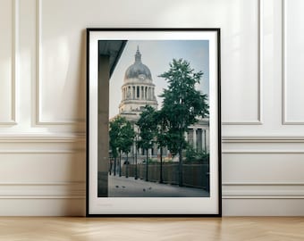 Widok ulicy w budynku Rady Miasta w Nottingham, wydruk, fotografia centrum Nottingham, sztuka ścienna z historyczną architekturą Nottingham