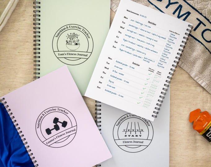 52-Week Exercise and Nutrition Journal | Diet & Exercise Tracker | Weekly Training Diary | Personalised Running Planner | Custom Gym Log