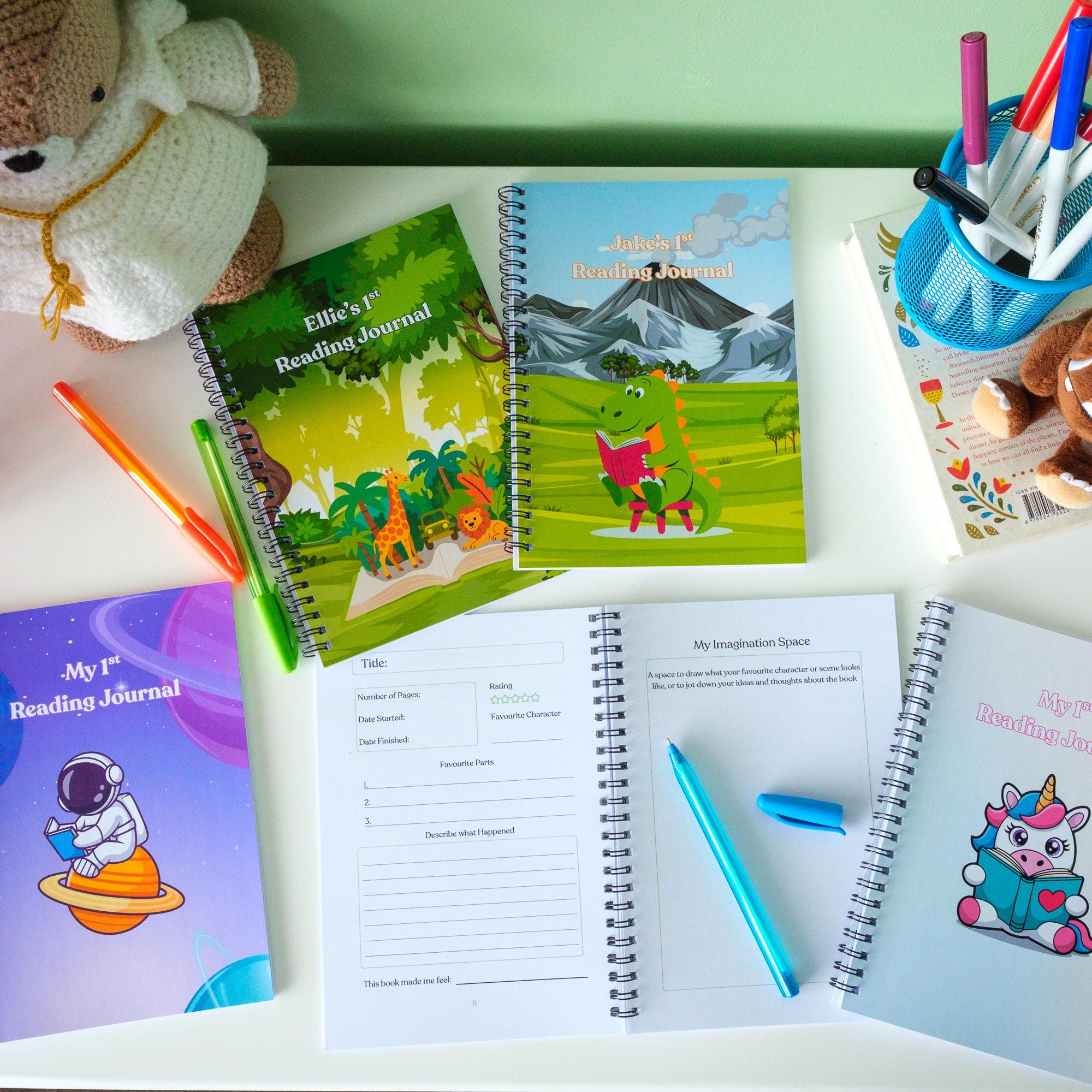 Children's Reading Log & Book Review Journal Fun Activity Notebook for Kids and Toddlers Custom Reading Tracker Gift with Drawing Pages