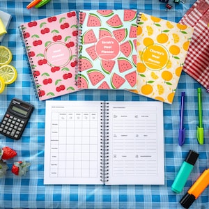 Personalised 52 Week Meal Planner & Shopping List Notebook | Fun Vibrant Summer Fruit Designs | Weekly Diet Tracker | Food Journal Organiser