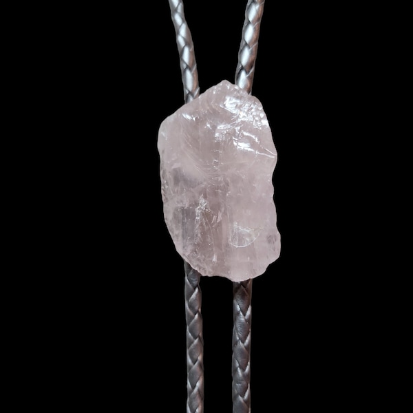 Handmade Raw Rose Quartz Bolo Tie