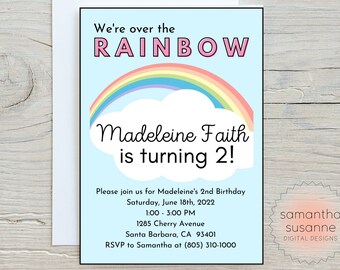 Rainbow Birthday Invitation, Rainbow Birthday Party, Rainbow Party, Editable Rainbow Invitation, Printable Rainbow Birthday Invitation