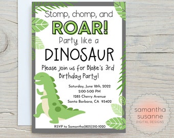 Dinosaur Birthday Invitation, Editable Dinosaur Invitation, Dinosaur Party Invitation, Printable Dinosaur Invitation