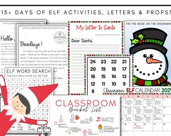 Classroom Elf Kit: Printable Calendar, Letters, Activities (Digital Download)