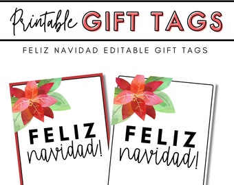 Feliz Navidad Gift Tags: Editable Christmas Printable (Digital Download)
