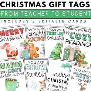 Printable Christmas Tags for Students from Teacher, Teacher Christmas Cards, Editable Christmas Tags for Students, Christmas Cards for Class