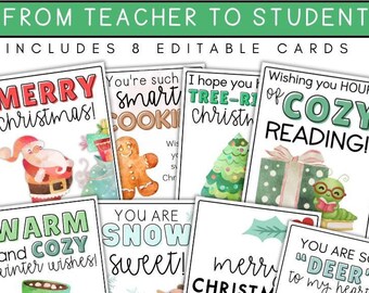 Printable Christmas Gift Tags for Students | Editable Holiday Cards (Digital Download)