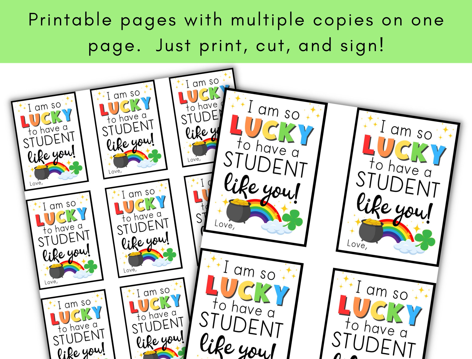 Printable St. Patrick's Day Cards for Students From Teacher, Teacher St ...