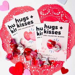 Abrazos y besos para San Valentín, besos de Hershey para San Valentín, besos y deseos para San Valentín, San Valentín para la clase