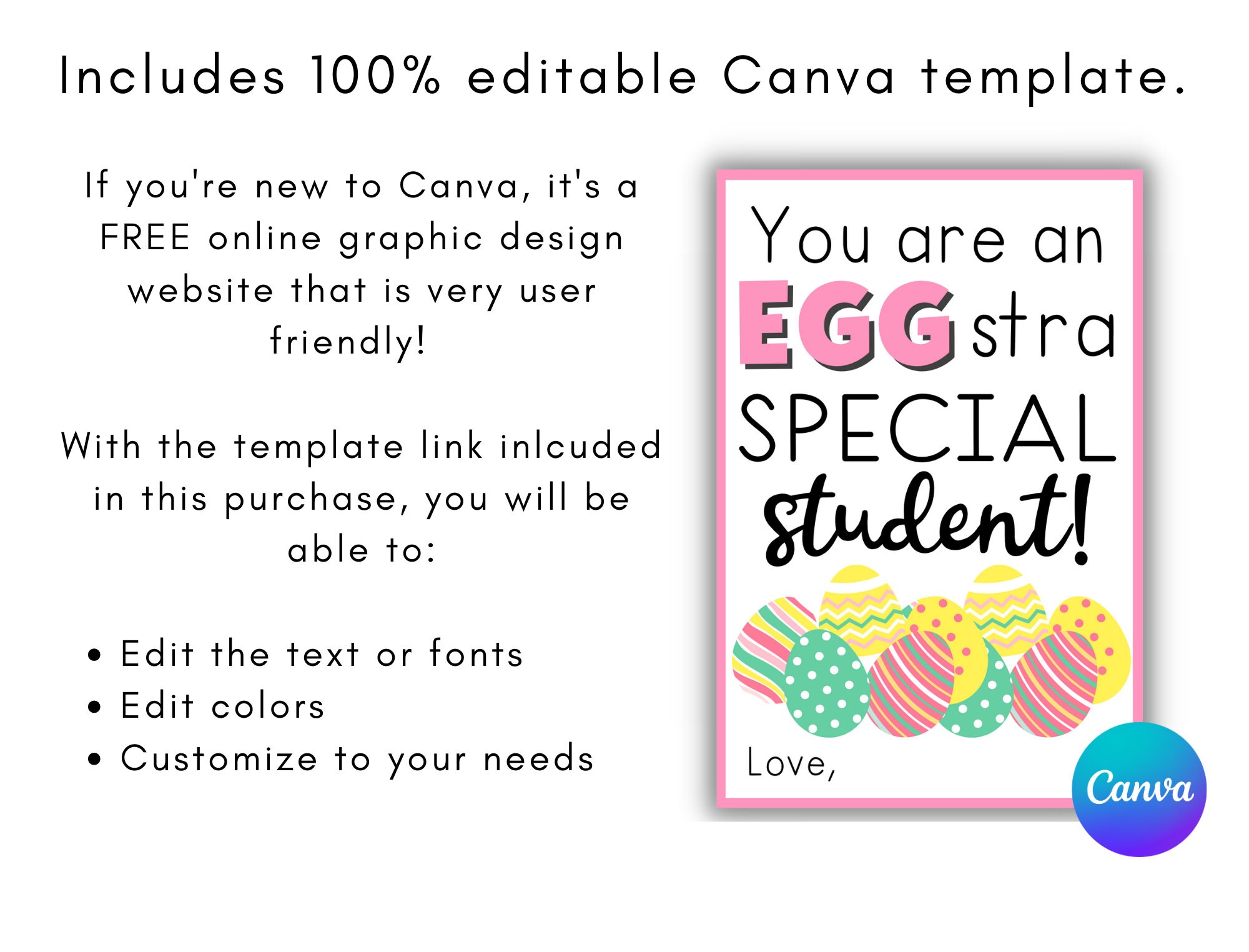 Editable Easter Cards for Students From Teacher Easter Gift - Etsy