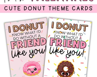 Donut Valentine Cards: Printable Kids Valentines (PDF File)