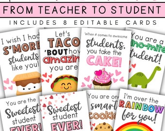 Printable Valentine Cards for Students from Teacher, Teacher Valentine Cards, Editable Valentines for Students, Valentine Cards for Class