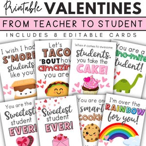 Cartes imprimables de la Saint-Valentin pour les élèves du professeur, Cartes de la Saint-Valentin pour le professeur, Saint-Valentin modifiables pour les étudiants, Cartes de la Saint-Valentin pour la classe