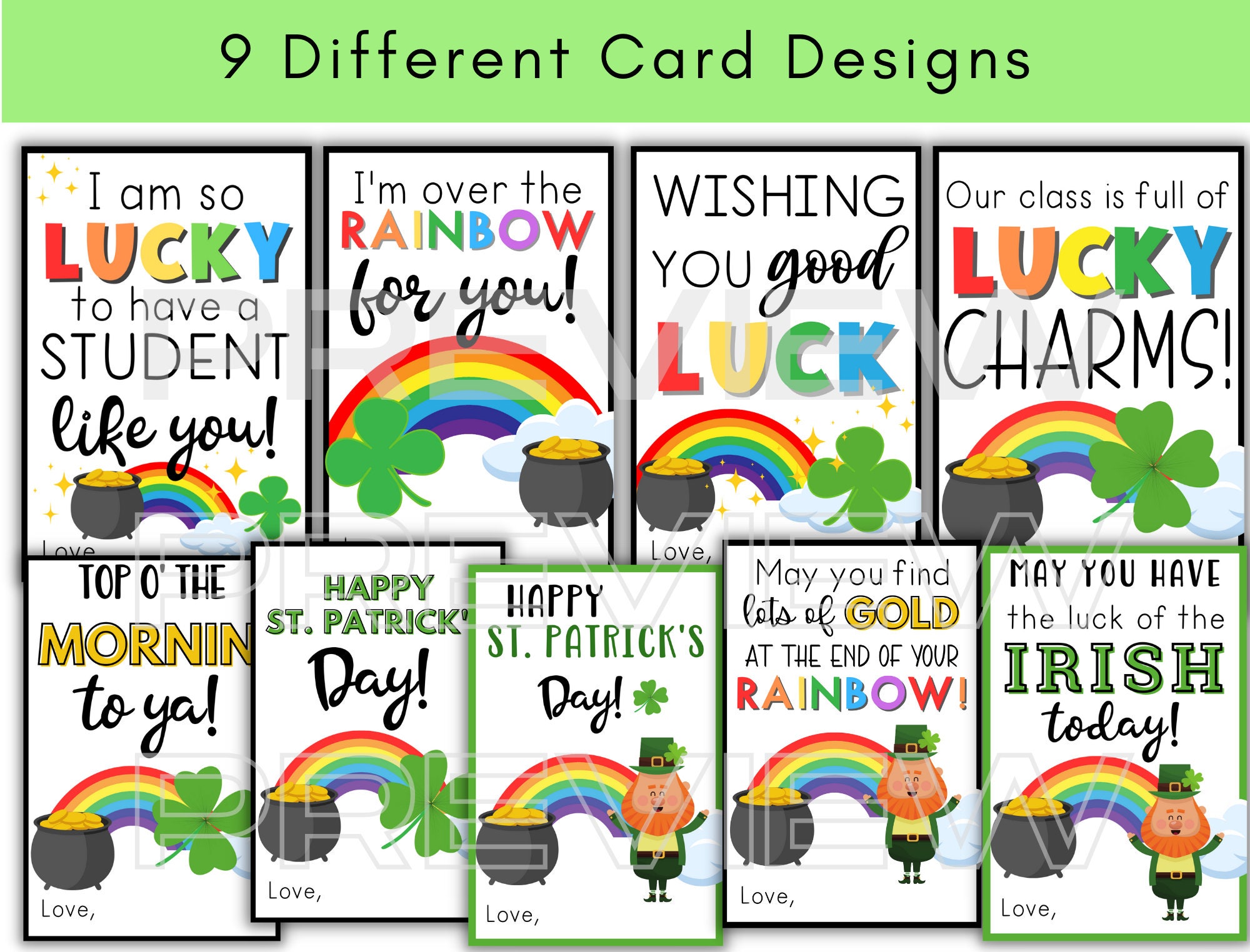 Printable St. Patrick's Day Cards for Students From Teacher, Teacher St ...
