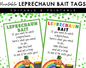 Leprechaun Bait Tags, Leprechaun Bait, Leprechaun Bait Printable Tags for Class, Leprechaun Bait Printable tags