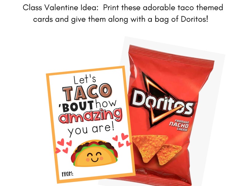 Taco Valentine Card, Kid Valentine Cards, Valentines for Kids, Let's ...