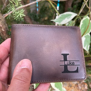 Cartera de escritura a mano / Cartera de cuero para hombre / Regalos de billetera personalizados / Regalo de escritura a mano para él / Regalo del Día del Padre / Regalo de Navidad /