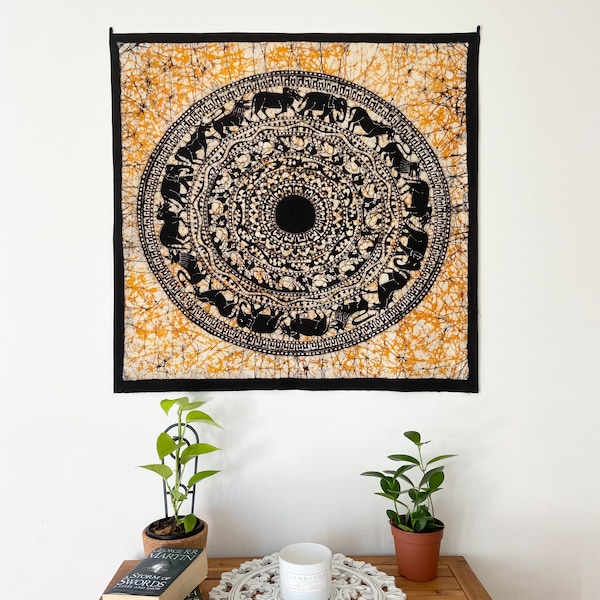 Peacock on A Tree- Handmade Sri Lankan Batik Tapestry Wall Hanging 85 X 60 Cm