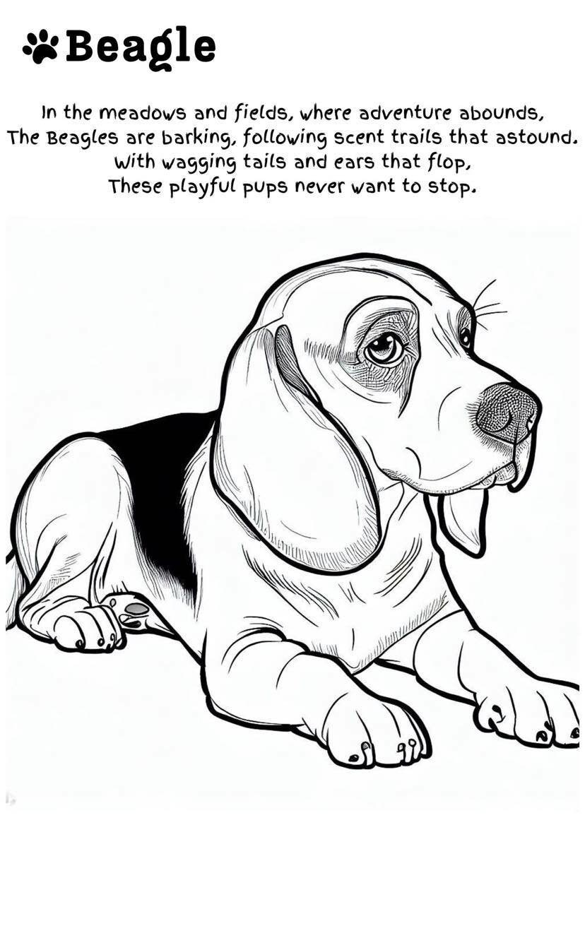10 Adorable &amp; Cute Dogs Printable Coloring Book for Kids - Etsy