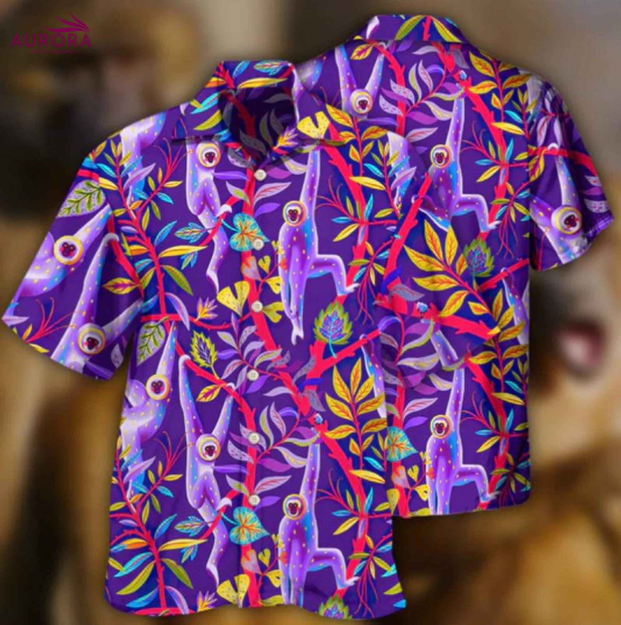 Discover Colorful monkey 3D HAWAII SHIRT Summer Aloha Shirt