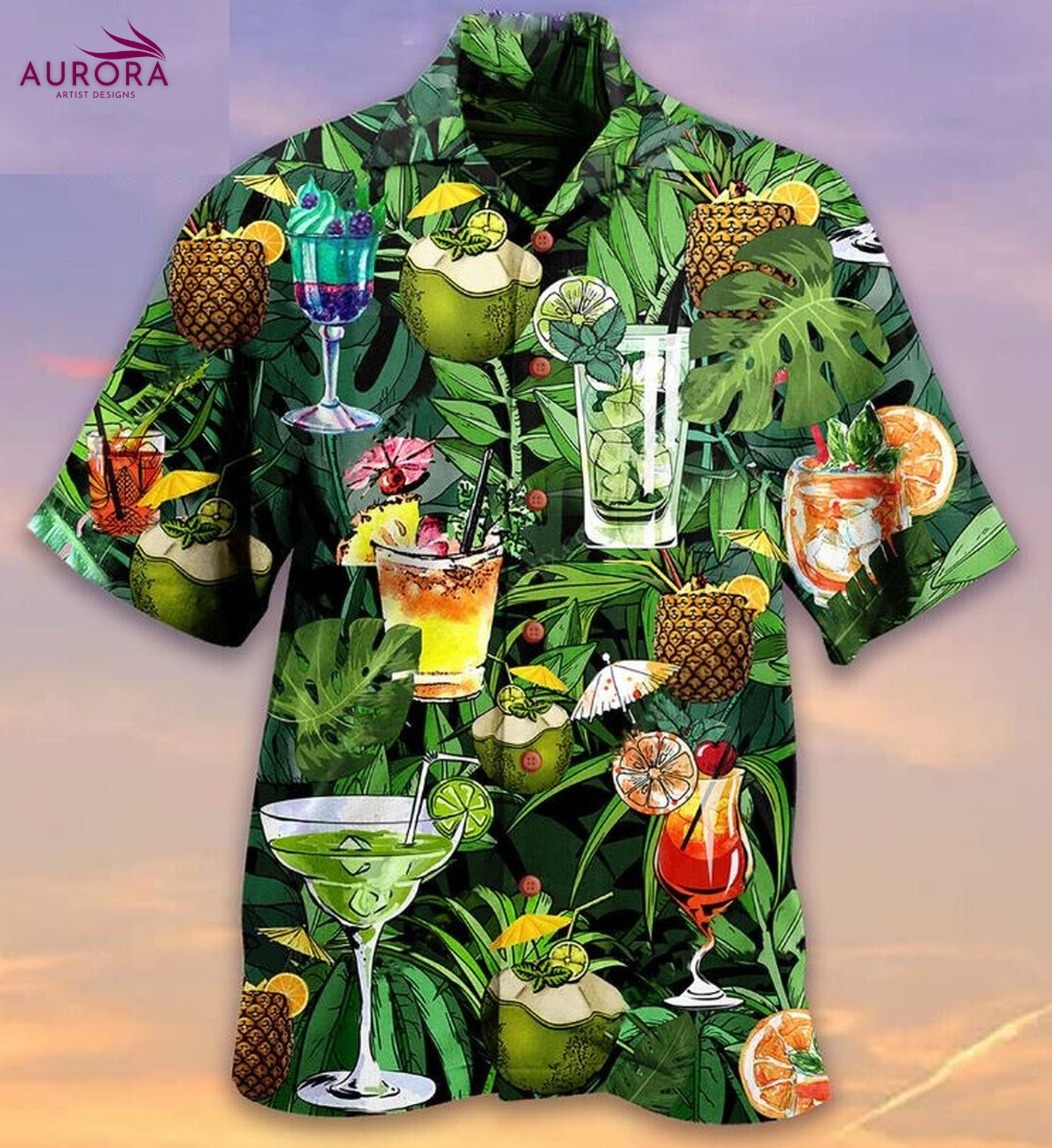 Discover Cocktail And Fruit Hello Summer Hawaiian Shirt, Aloha Tropical Men Women
