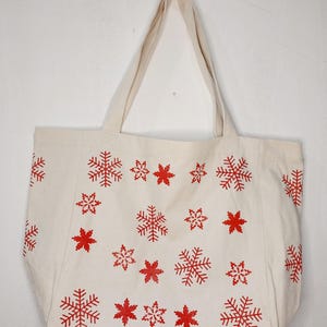 Merry Christmas, Woodblock Printing, Eco Friendly, Reusable Shoulder Bag, Tote Bag, Handmade Bag, Cotton Tote Bag, Desıgner Bag, Beach Bag,