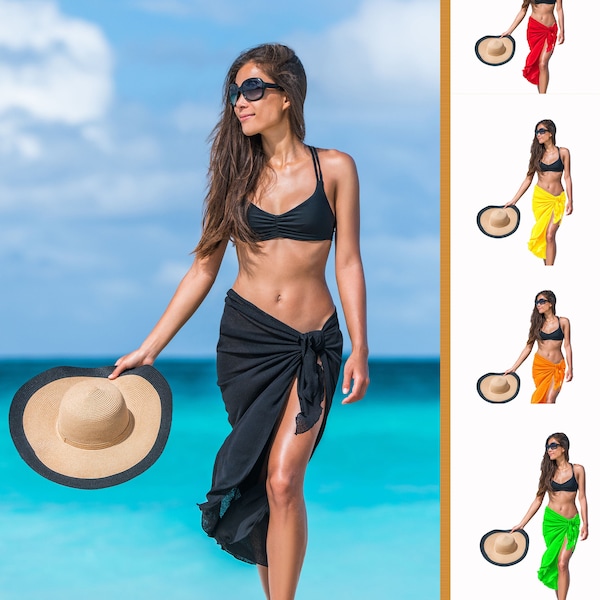 Sarong Wrap Hawaiian Swimwear Cover ups Dress Skirt Solid  Pareo skirt Beach Summer