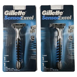 2 x Gillette Sensor Excel Razor Handle with 1 Cartridge Each – Twin Blade Manual Razors for Smooth Comfortable Shave