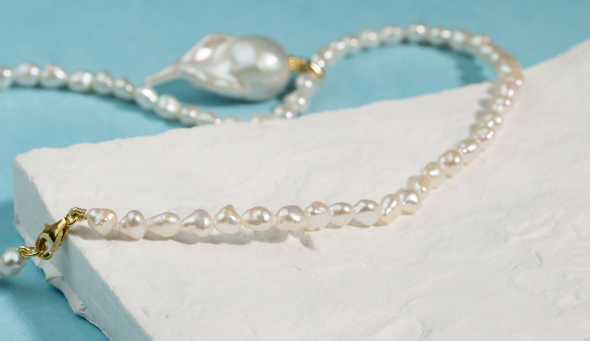 Collana Artigianale Con Ciondolo In Tormalina Multicolore E Perla Keshi - Placcato Oro Giallo